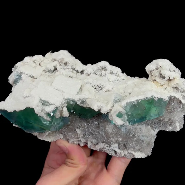 Natural Green Cubic Fluorite, Calcite and Quartz, Mineral Specimen:Xianghualing,Hunan (170*100*70MM) - image 4