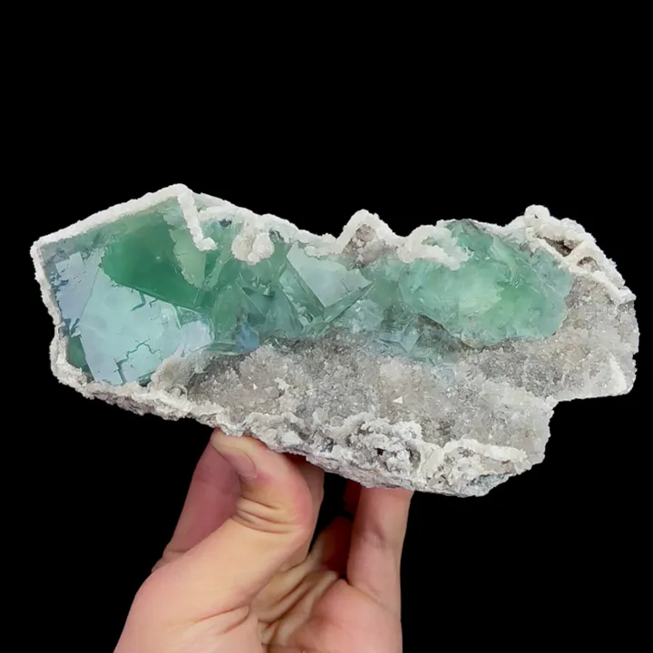 Natural Green Cubic Fluorite, Calcite and Quartz, Mineral Specimen:Xianghualing,Hunan (170*100*70MM) - image 5