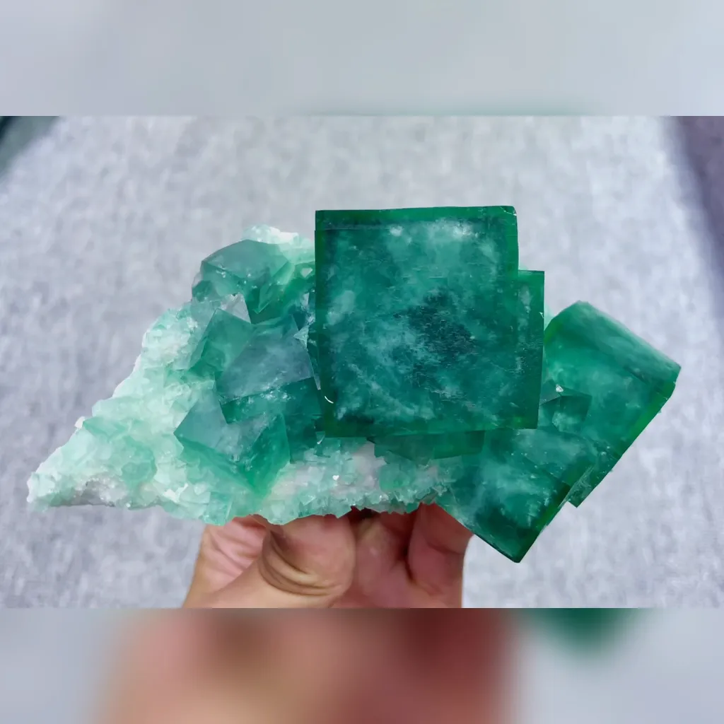 Natural Green Cubic Fluorite comes from Madagascar 130*65*50MM image