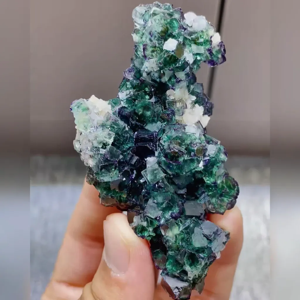 Natural Green Cubic Fluorite comes from Namibia 50*30*80MM image