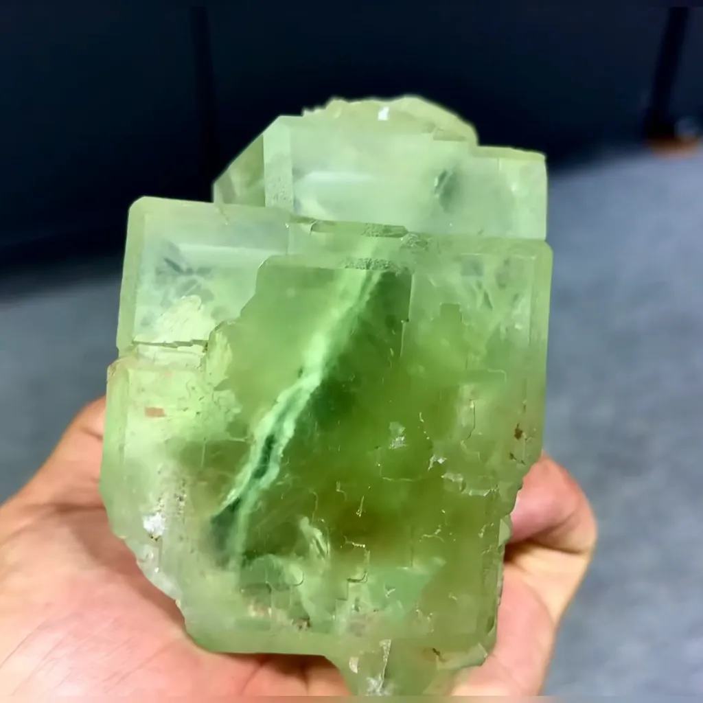 Natural Green Cubic Fluorite comes from Xianghualing,Hunan 110*80*70MM - image 3