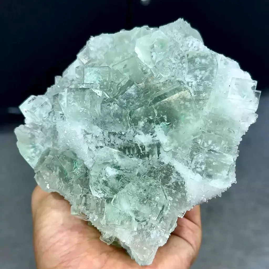 Natural Green Cubic Fluorite comes from Xianghualing,Hunan 120*110*60MM image