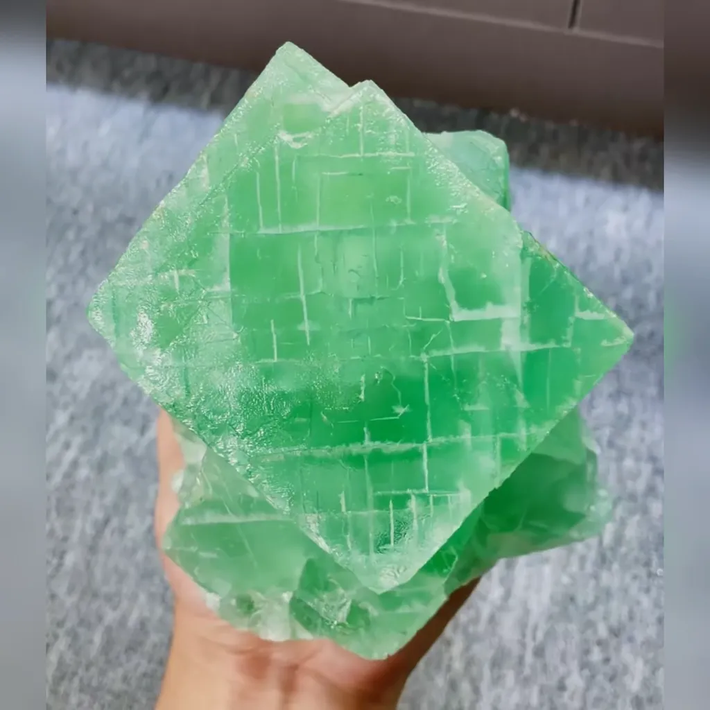 Natural Green Cubic Fluorite comes from Xianghualing,Hunan 130*130*100MM - image 5