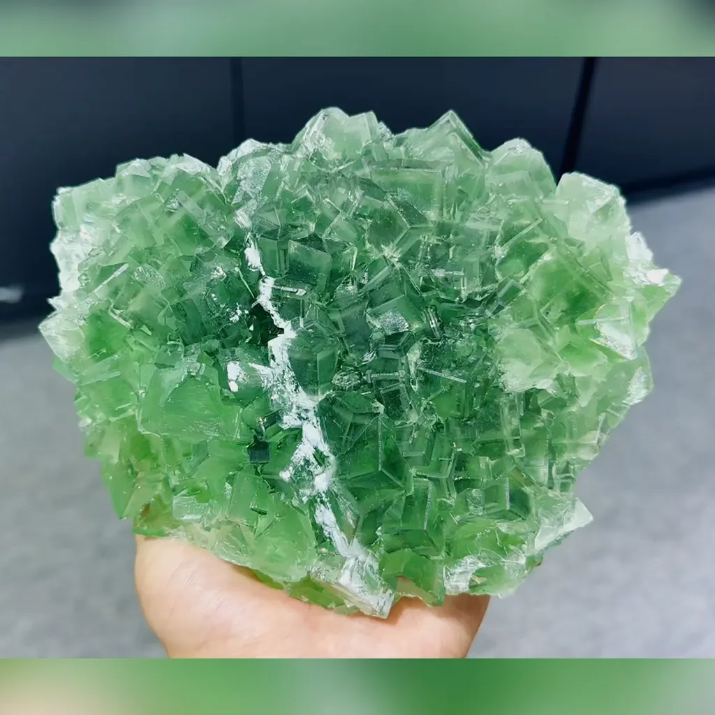 Natural Green Cubic Fluorite comes from Xianghualing,Hunan 150*130*50MM image