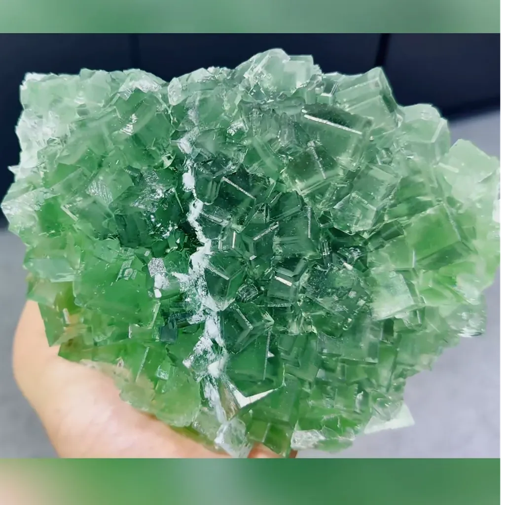 Natural Green Cubic Fluorite comes from Xianghualing,Hunan 150*130*50MM - image 2