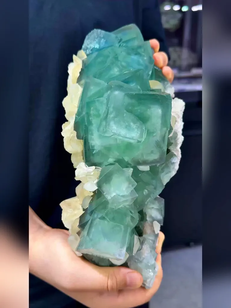 Natural Green Cubic Fluorite comes from Xianghualing,Hunan 270*110*130MM - image 2