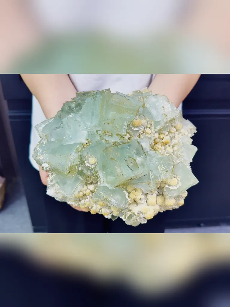 Natural Green Cubic Fluorite comes from Xianghualing,Hunan 270*170*100MM - image 2