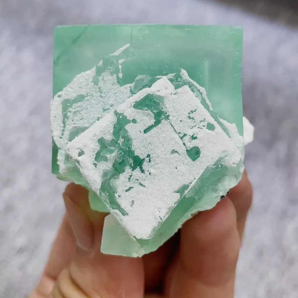 Natural Green Cubic Fluorite comes from Xianghualing,Hunan 40*45*30MM - image 2
