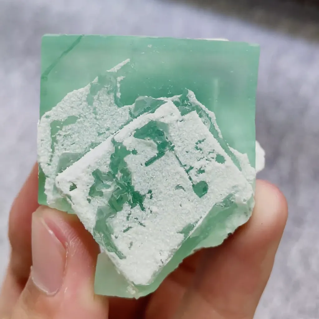Natural Green Cubic Fluorite comes from Xianghualing,Hunan 40*45*30MM image