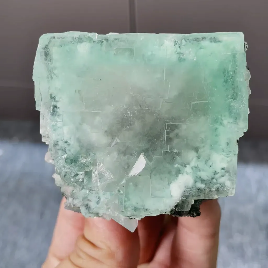 Natural Green Cubic Fluorite comes from Xianghualing,Hunan 55*50*35MM image