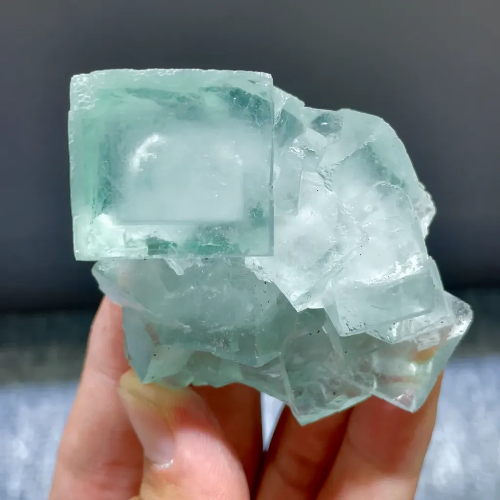 Natural Green Cubic Fluorite comes from Xianghualing,Hunan 60*35*55MM - image 3
