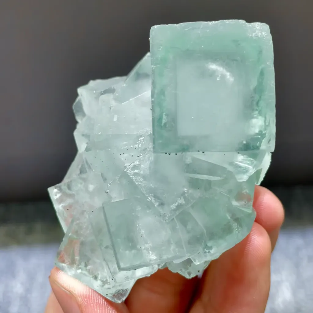 Natural Green Cubic Fluorite comes from Xianghualing,Hunan 60*35*55MM - image 2