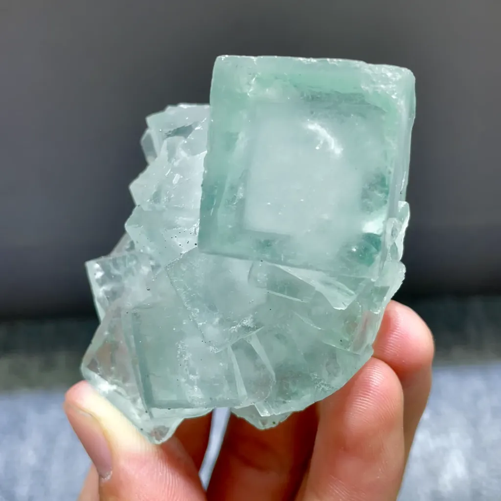 Natural Green Cubic Fluorite comes from Xianghualing,Hunan 60*35*55MM image