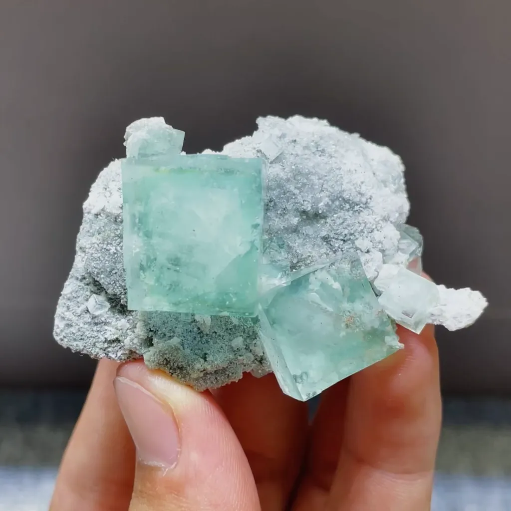 Natural Green Cubic Fluorite comes from Xianghualing,Hunan 60*40*20MM image