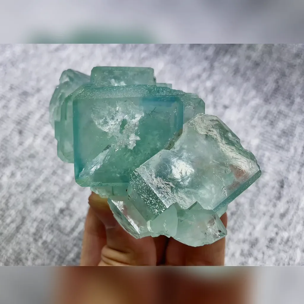 Natural Green Cubic Fluorite comes from Xianghualing,Hunan 85*50*45MM image