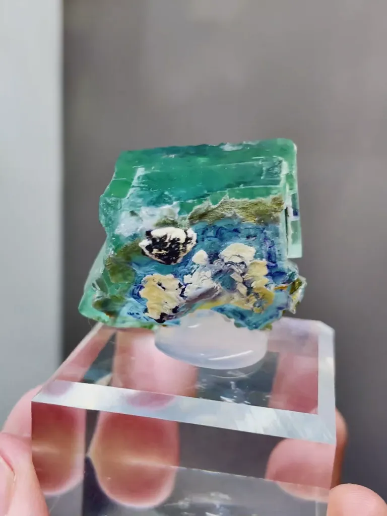 Natural Green Cubic Fluorite comes from Yaogangxian,Hunan 35*20*30MM - image 5