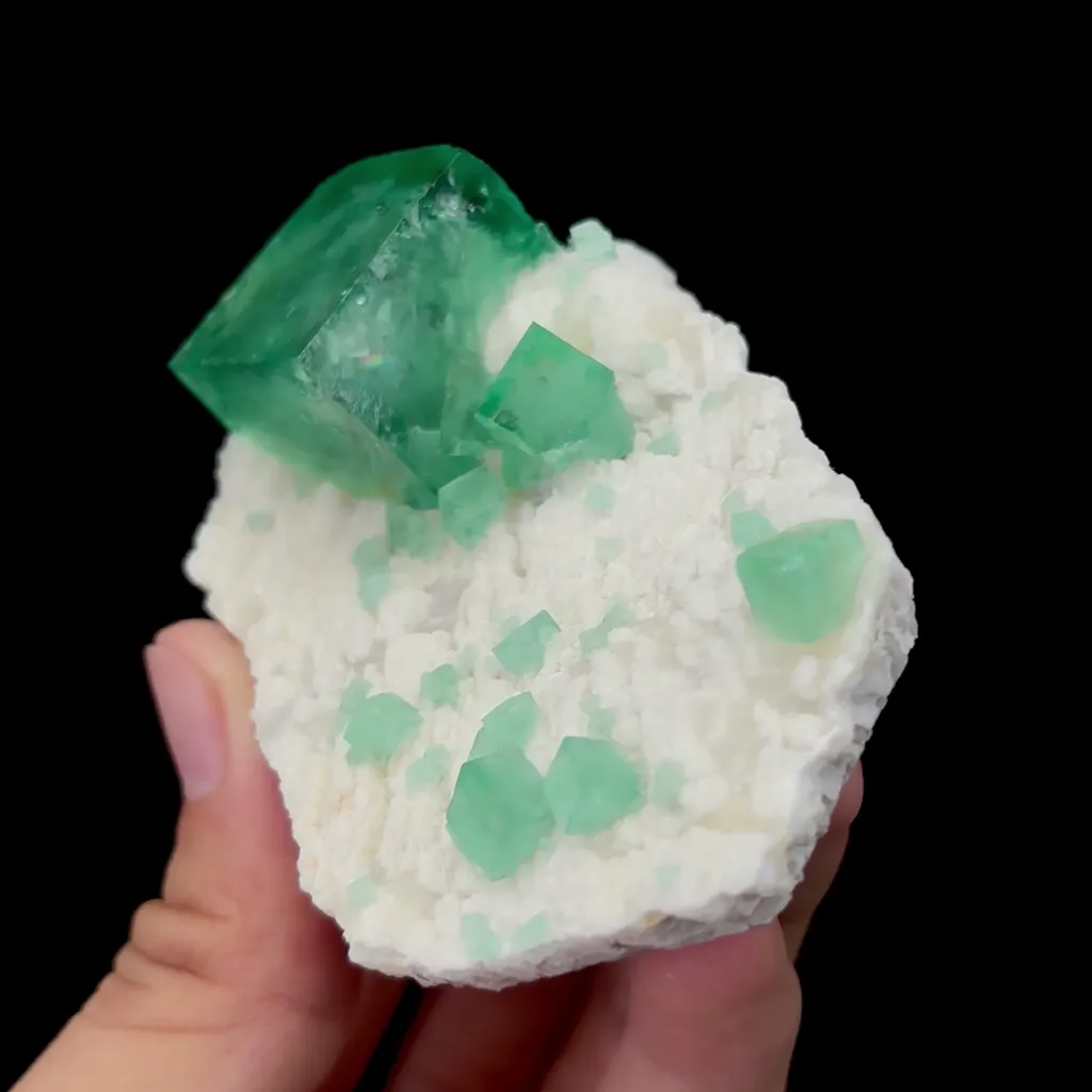 Natural Green Cubic Fluorite Mineral Specimen,High Quality Specimen,MADAGASCAR(80*50*35mm) image