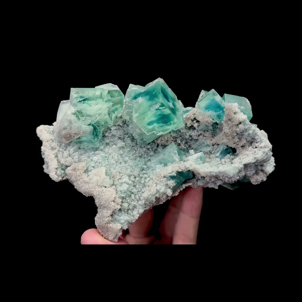Natural Green Cubic Fluorite Mineral Specimen,High Quality Specimen,XIANGHUALING,HUNAN,CHINA(154*97*60mm) image