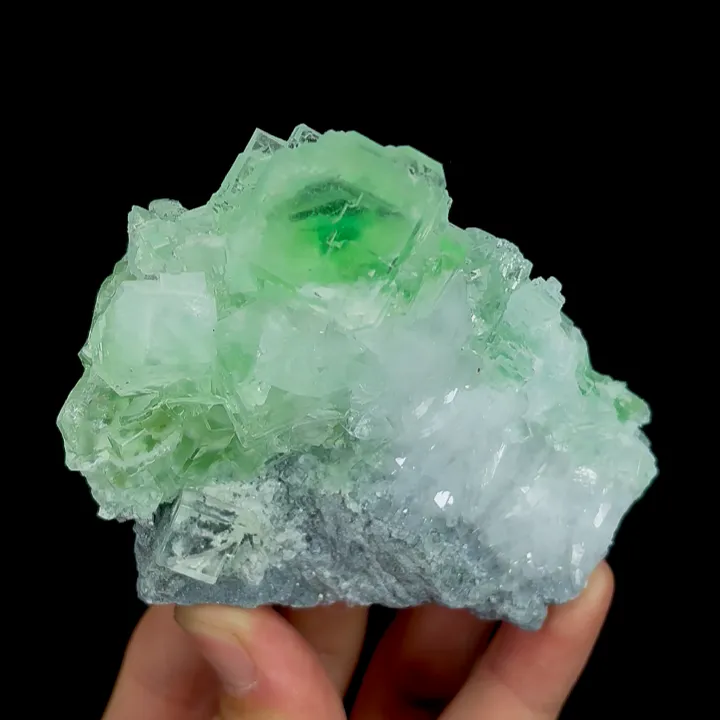 Natural Green Cubic Fluorite, Mineral Specimen:Zhejiang,China (90*70*50MM) image