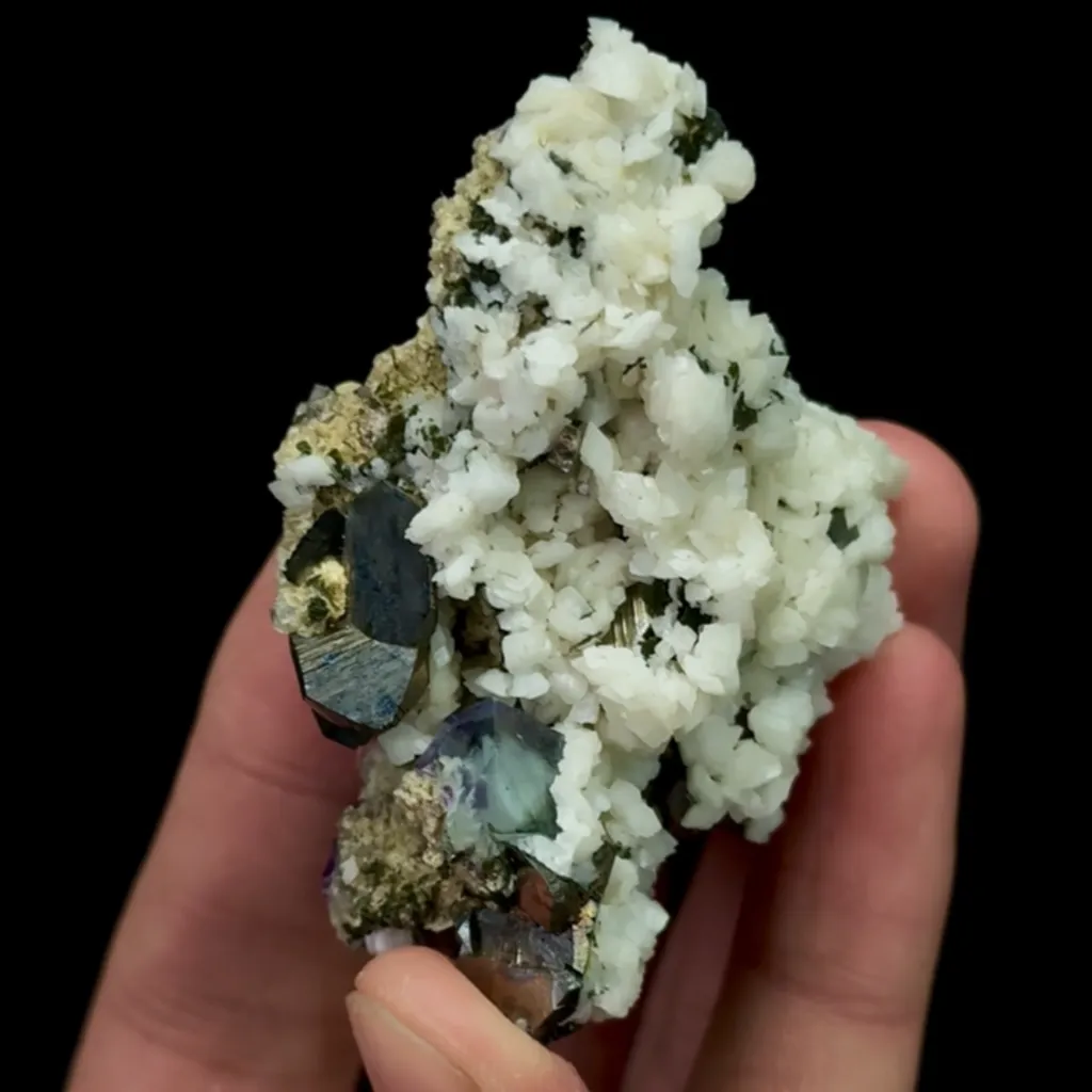 Natural Green Cubic Fluorite with Arsenopyrite and Dolomite, Mineral Specimen:Yaogangxian,Hunan (65*40*35MM) - image 6