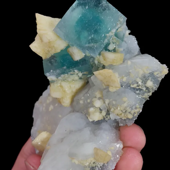 Natural Green Cubic Fluorite with Dolomite and Quartz, Mineral Specimen:Yaogangxian,Hunan (90*65*40MM) - image 3