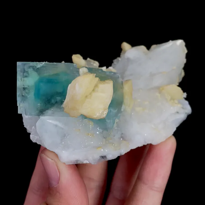Natural Green Cubic Fluorite with Dolomite and Quartz, Mineral Specimen:Yaogangxian,Hunan (90*65*40MM) - image 5