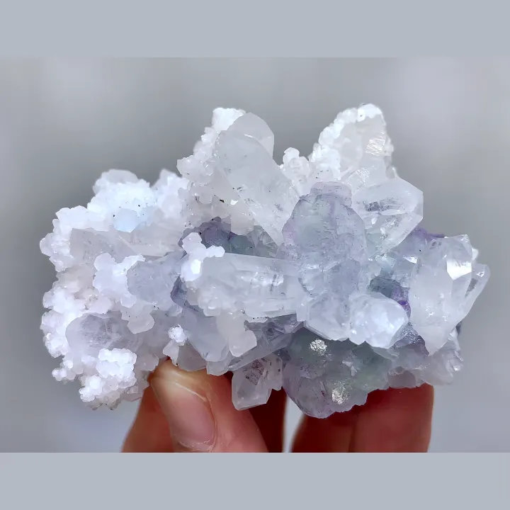 Natural Green Cubic Fluorite with Quartz and Calcite, Mineral Specimen: Yaogangxian,Hunan (75*50*45MM) - image 3