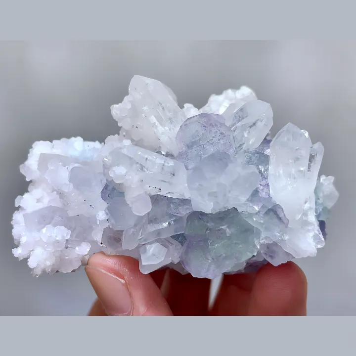 Natural Green Cubic Fluorite with Quartz and Calcite, Mineral Specimen: Yaogangxian,Hunan (75*50*45MM) - image 5
