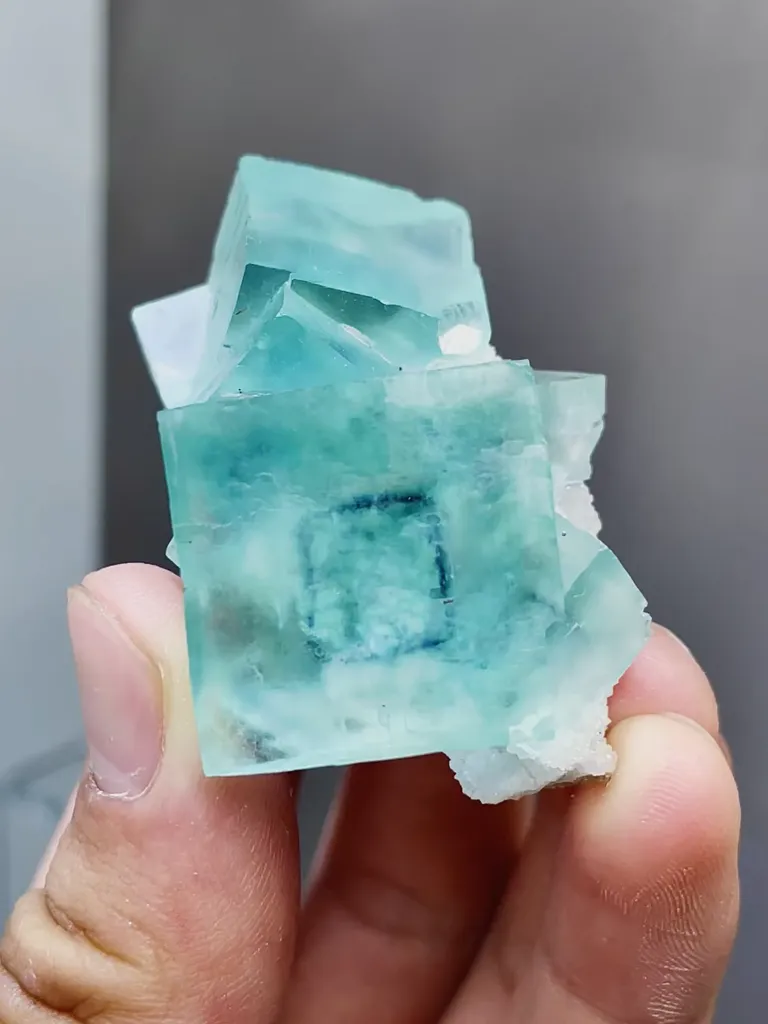 Natural Green Cubic Phantom Fluorite comes from Yaogangxian,Hunan 30*50*30MM image