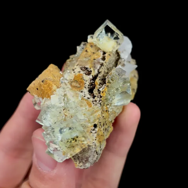 Natural Green Cubic Transparent Fluorite and Calcite, Mineral Specimen:Zhejiang,China (75*30*35MM) image