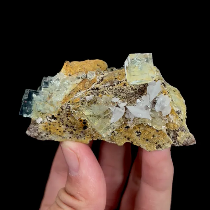 Natural Green Cubic Transparent Fluorite and Calcite, Mineral Specimen:Zhejiang,China (75*30*35MM) - image 4