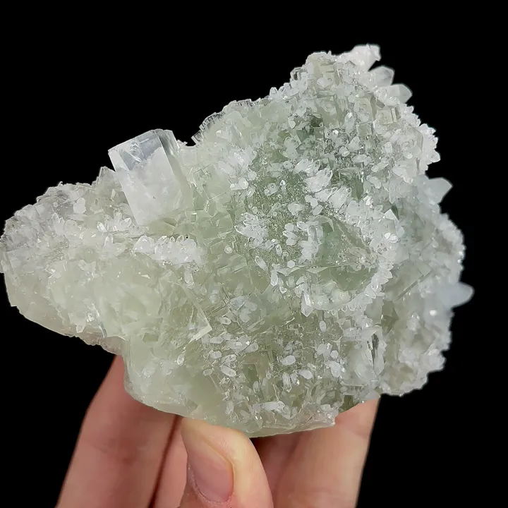 Natural Green Cubic Transparent Fluorite and Quartz, Mineral Specimen:Zhejiang,China (110*75*40MM) image