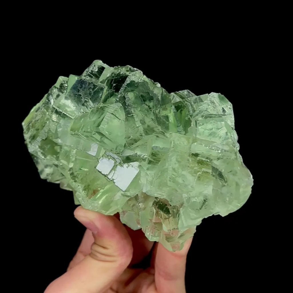 Natural Green Cubic Transparent Fluorite, Mineral Specimen:Zhejiang,China (150*75*55MM) image