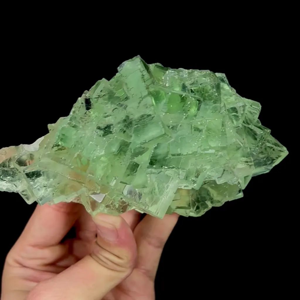 Natural Green Cubic Transparent Fluorite, Mineral Specimen:Zhejiang,China (150*75*55MM) - image 3