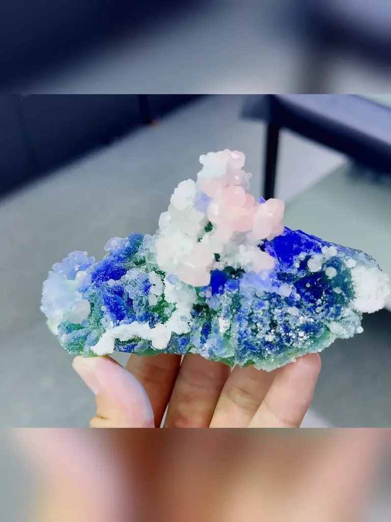 Natural Green Fluorite and Calcite coexist comes from Fujian,China 150*30*65MM - image 5