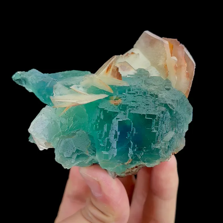 Natural Green Fluorite and Calcite Mineral Specimen:Fujian,China (80*55*65MM) image