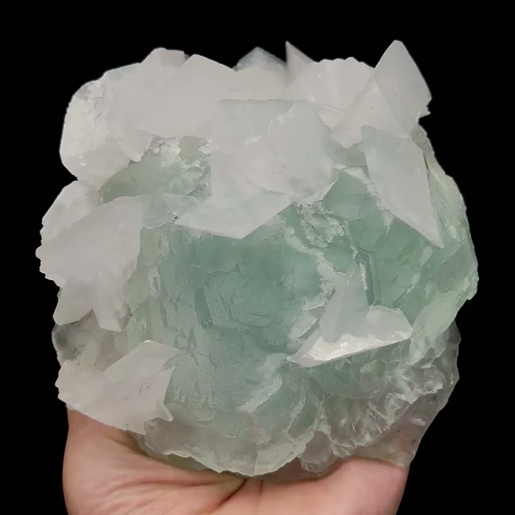 Natural Green Fluorite and Calcite Mineral Specimen,High Quality Specimen,XIANGHUALING,HUNAN,CHINA(130*130*60mm) image