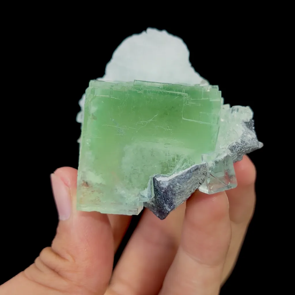 Natural Green Fluorite and Calcite Mineral Specimen,High Quality Specimen,XIANGHUALING,HUNAN,CHINA(59*50*60mm) - image 4