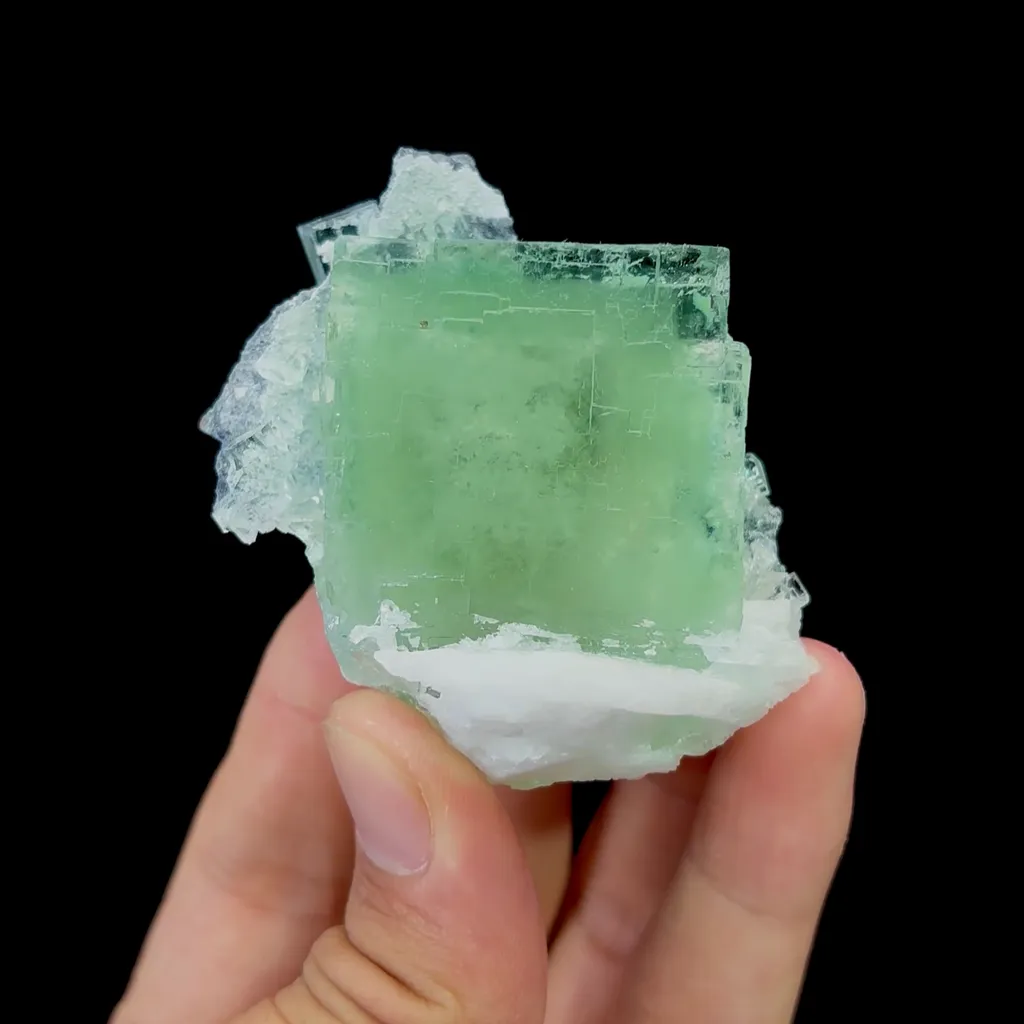 Natural Green Fluorite and Calcite Mineral Specimen,High Quality Specimen,XIANGHUALING,HUNAN,CHINA(59*50*60mm) image