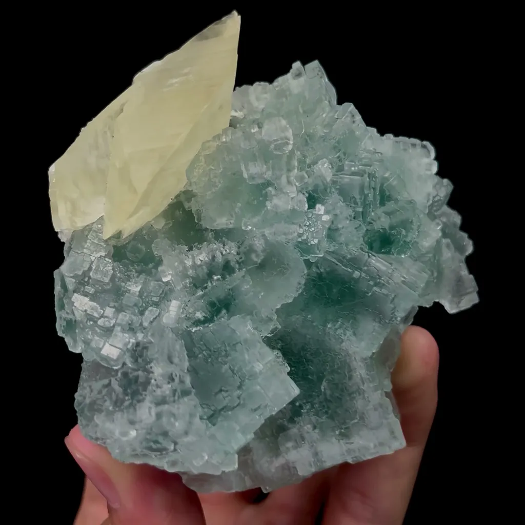 Natural Green Fluorite and Calcite Mineral Specimen,High Quality Specimen,XIANGHUALING,HUNAN,CHINA(86*77*72mm) - image 2