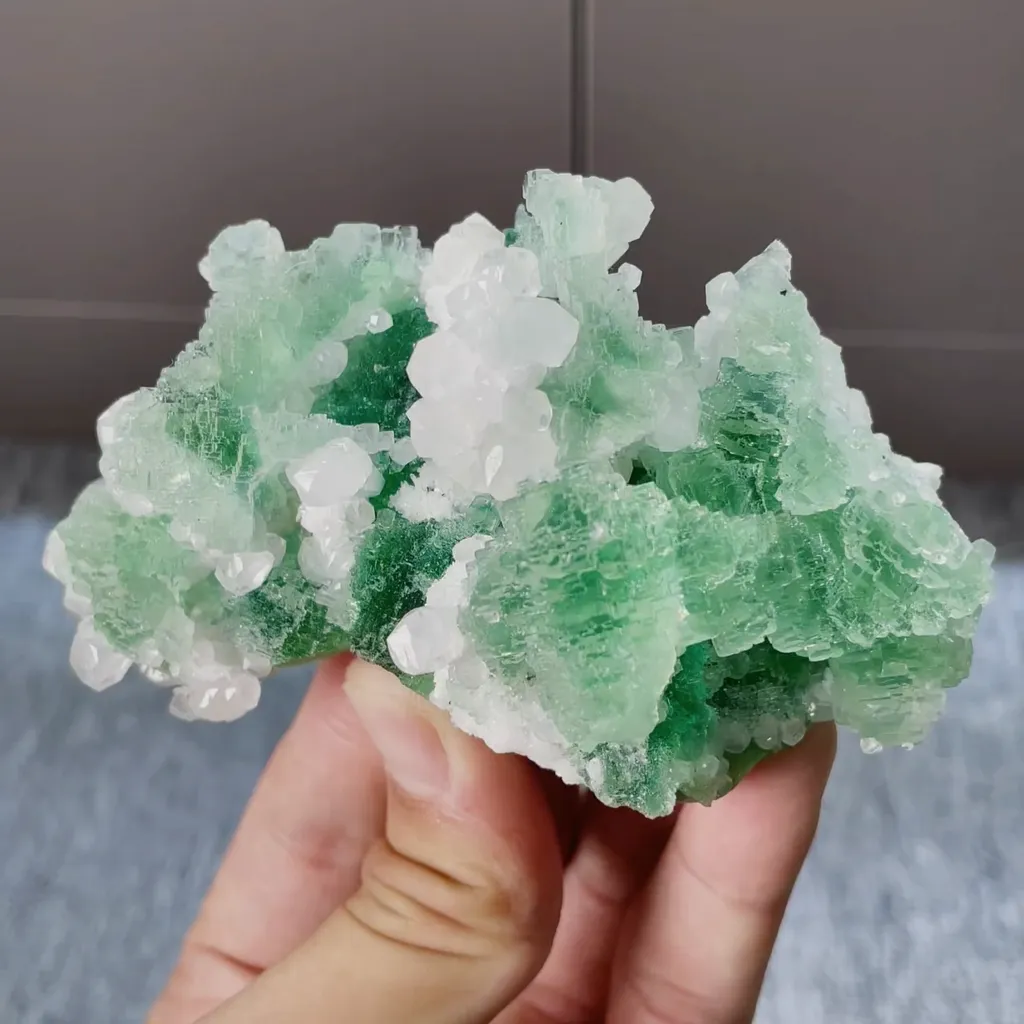 Natural Green Fluorite and Calcite Symbiosis comes from Fujian, 95*55*45MM image