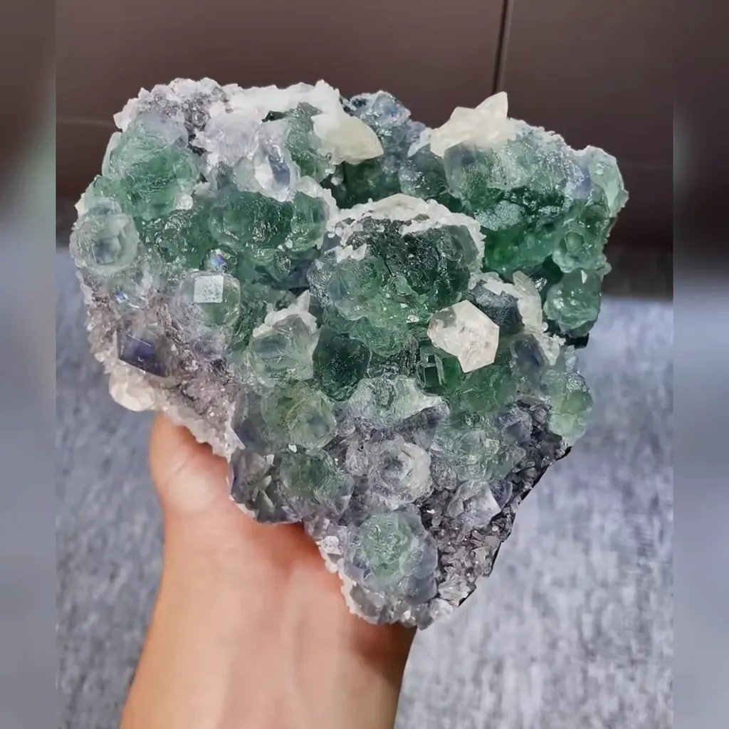 Natural Green Fluorite and Calcite Symbiosis comes from Fujian,China 130*130*55MM - image 4