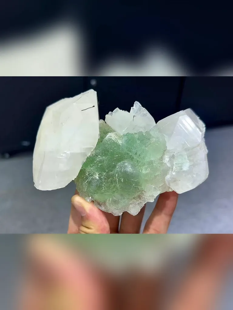 Natural Green Fluorite and Calcite Symbiosis comes from Fujian,China 130*85*50MM image