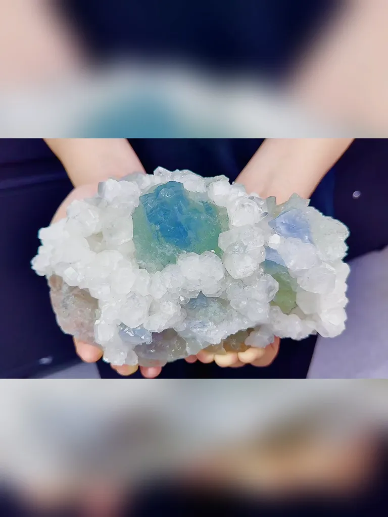 Natural Green Fluorite And Calcite Symbiosis comes from Fujian,China 200*120*90MM image