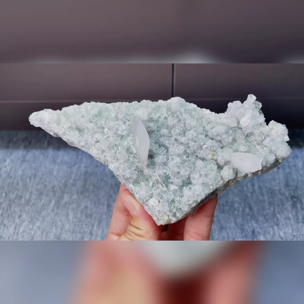 Natural Green Fluorite and Calcite Symbiosis comes from Xianghualing,Hunan 160*75*30MM - image 5