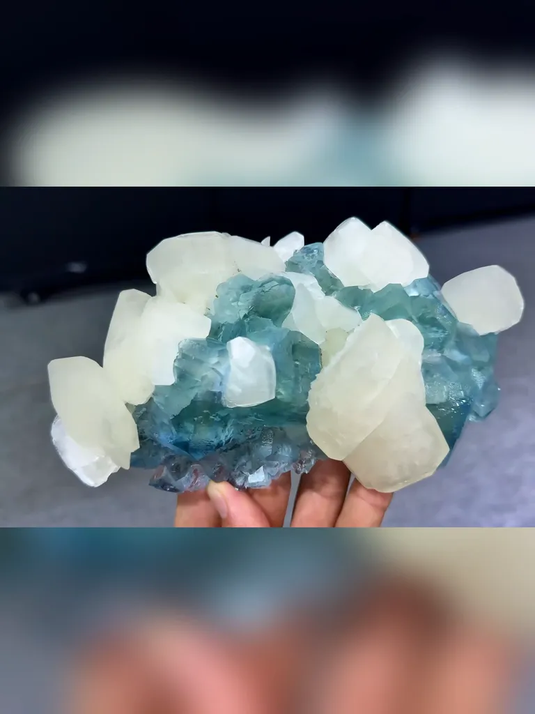 Natural Green Fluorite and Calcite Symbiosis comes from Xianghualing,Hunan 160*90*40MM image
