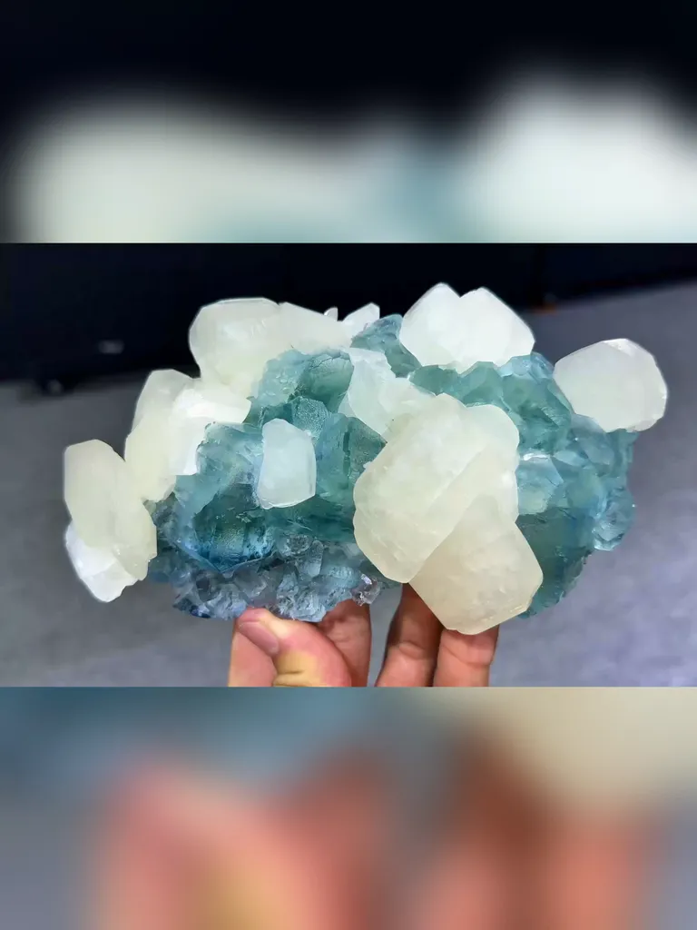 Natural Green Fluorite and Calcite Symbiosis comes from Xianghualing,Hunan 160*90*40MM - image 2