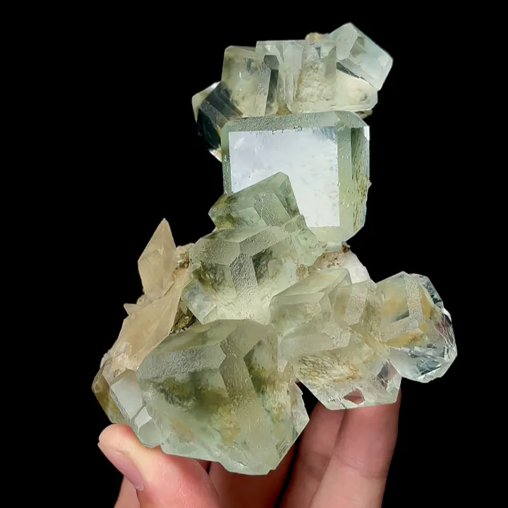 Natural Green Fluorite and Calcite,Ladder Pattern Mineral Specimen:XIANGHUALING (90*115*40mm) - image 3