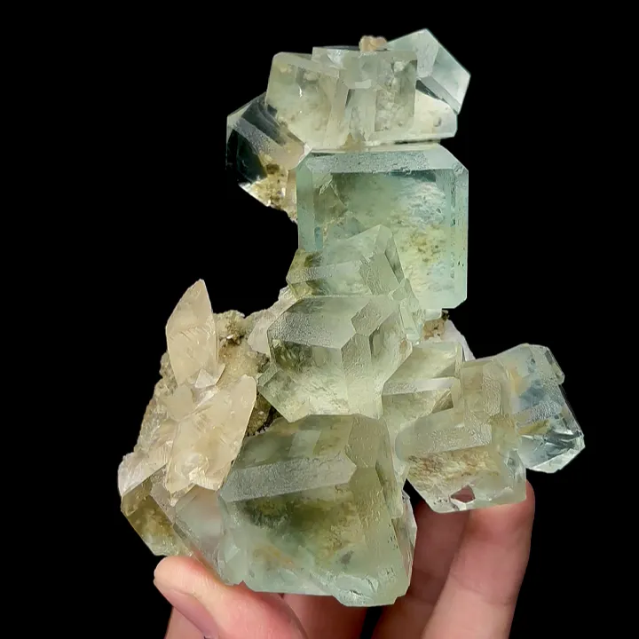 Natural Green Fluorite and Calcite,Ladder Pattern Mineral Specimen:XIANGHUALING (90*115*40mm) image