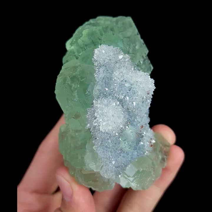 Natural Green Fluorite and Clear Quartz Cluster, Mineral Specimen:Fujian,China (85*55*55MM) image